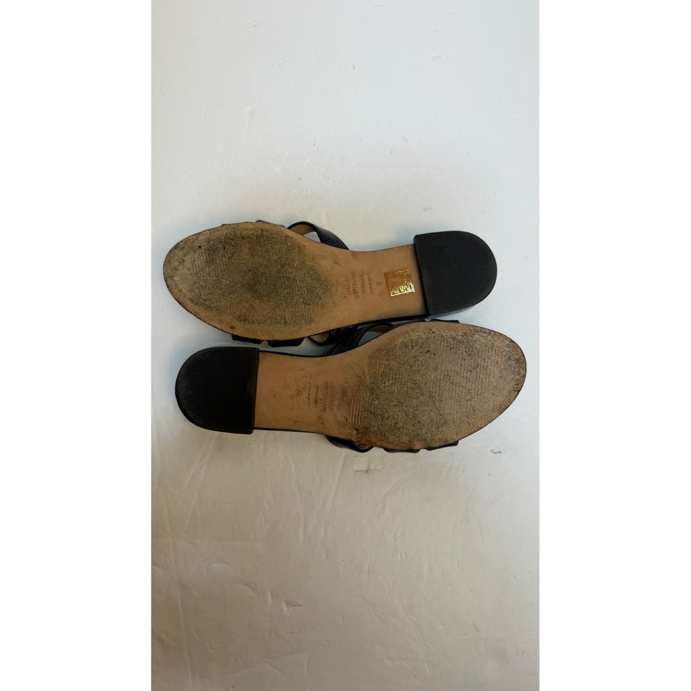 Stuart Weitzman Black Textured Leather Strappy Slide Sandals Made in Spain sz 6 - Picture 5 of 8